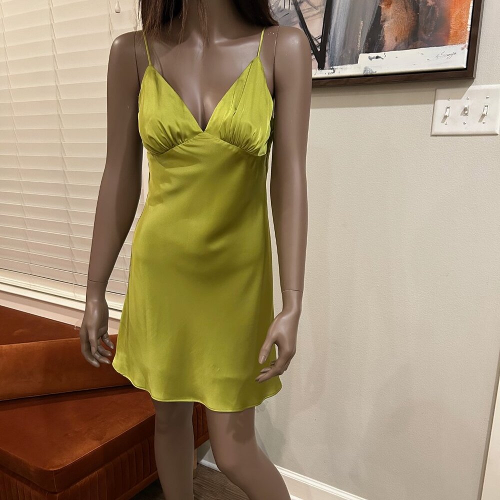 Lavender Brown Chartreuse Satin Mini Slip Dress